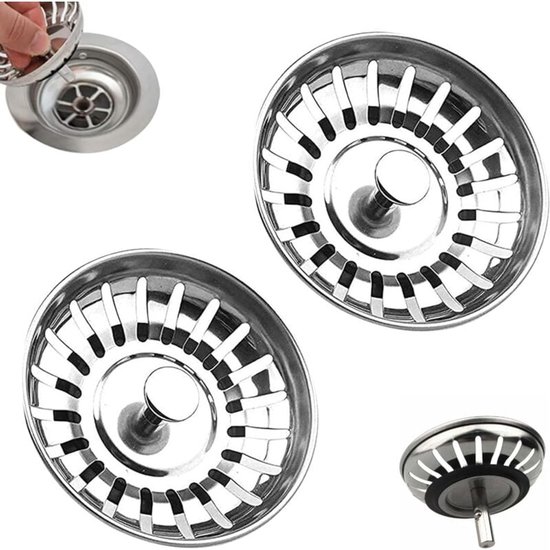 Küchenspülen-ablaufstopfen & Filter – 78 Mm Edelstahl-abfall-/haarauffangbehälter – 2er-pack