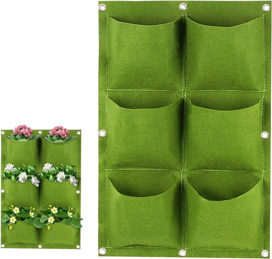 Pflanzbeutel, Hängende Wand-blumensäule, Wiederverwendbar Für Gemüse, Blumen, Obst, Pilze, 6 Fächer