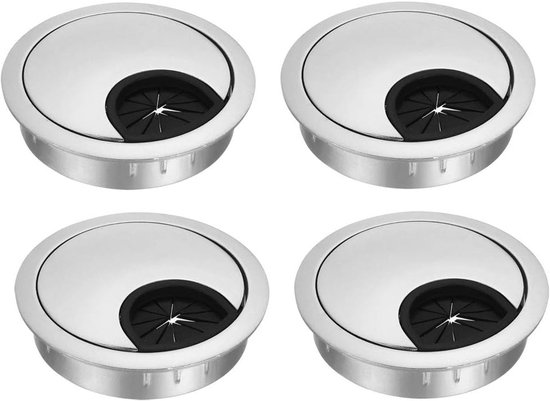 Cable Gl& - 4 Stück - Bohrungsdurchmesser: Ø53mm - Metall Cable Gl& - Rund - Schreibtisch-kabelrinne - Kabelorganisator - Schreibtisch-kabelrinne - Kabelabdeckung - Schreibtisch-endkappen