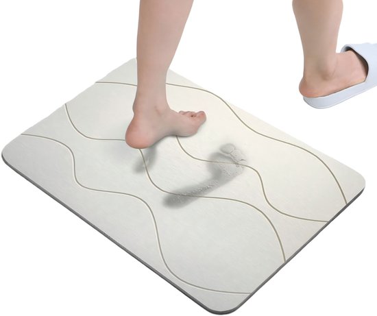 – 45 X 70 Cm – Matte Mit Wellenstruktur – Rutschfeste Und Saugfähige Matte Für Zuhause, Hotel Und Badezimmer – Kieselgurmatte – Schnelltrocknende Duschmatte
