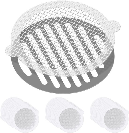 30 Abflussaufkleber, Sieb Für Spülbeckenabflüsse Mit Wasserfestem Kleber, Anti-verstopfungs-haarfänger Für Badewanne, Badezimmer, Küche, Rund, 110 Mm
