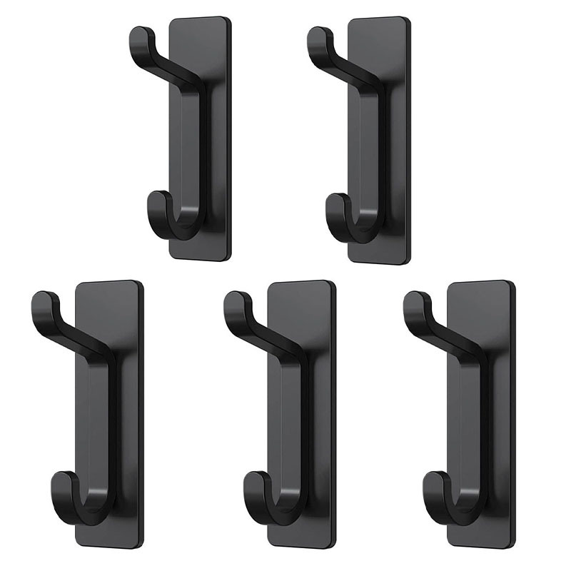 Wandhaken Für Mäntel Und Handtücher, Selbstklebender Türhänger (13 £), Schwarz, 5er-pack
