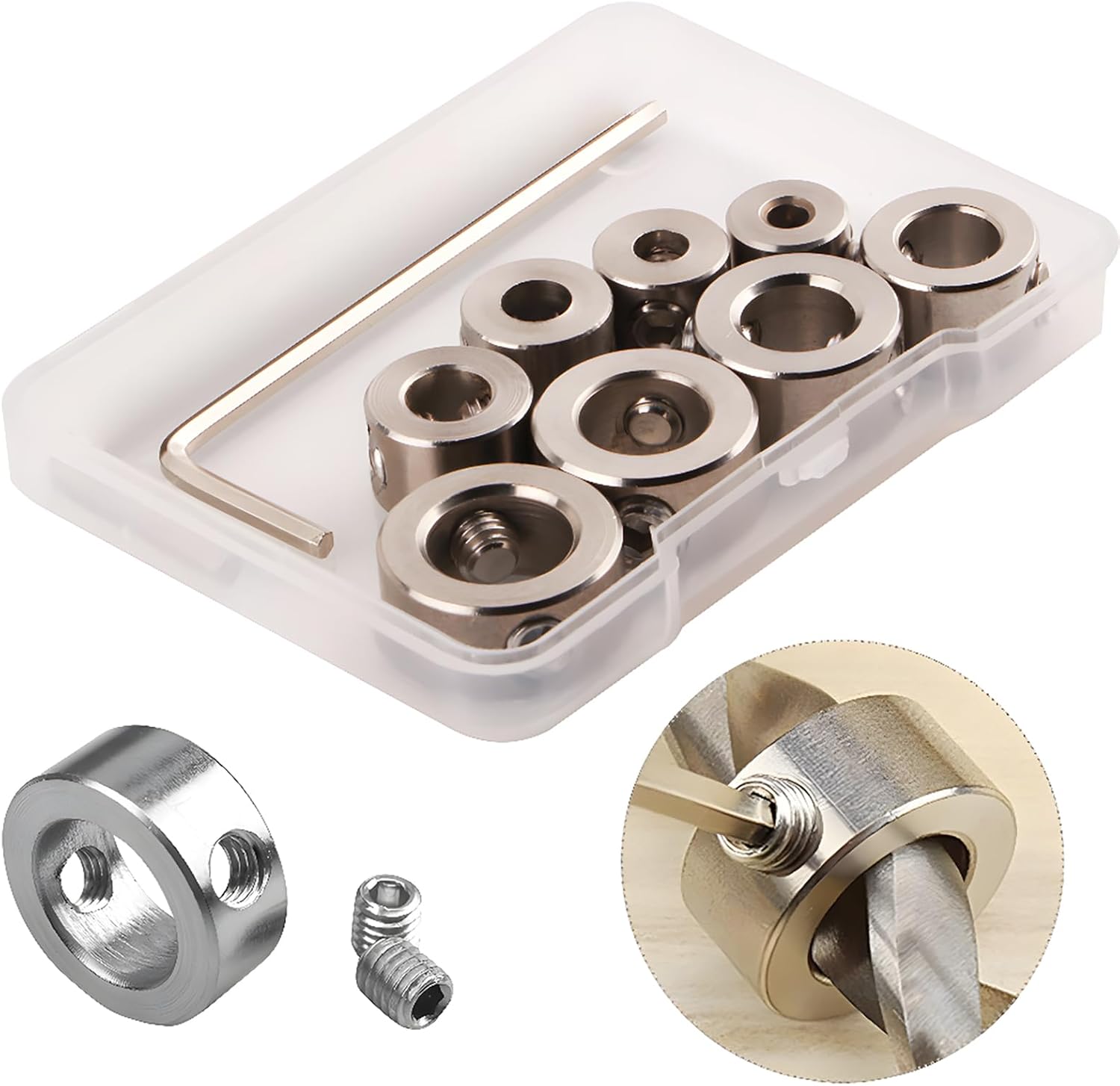 Tiefenbegrenzungsring Für 3–10 Mm Bohrer, Robuster Holzbearbeitungsbohrer Mit Sechskantschlüssel