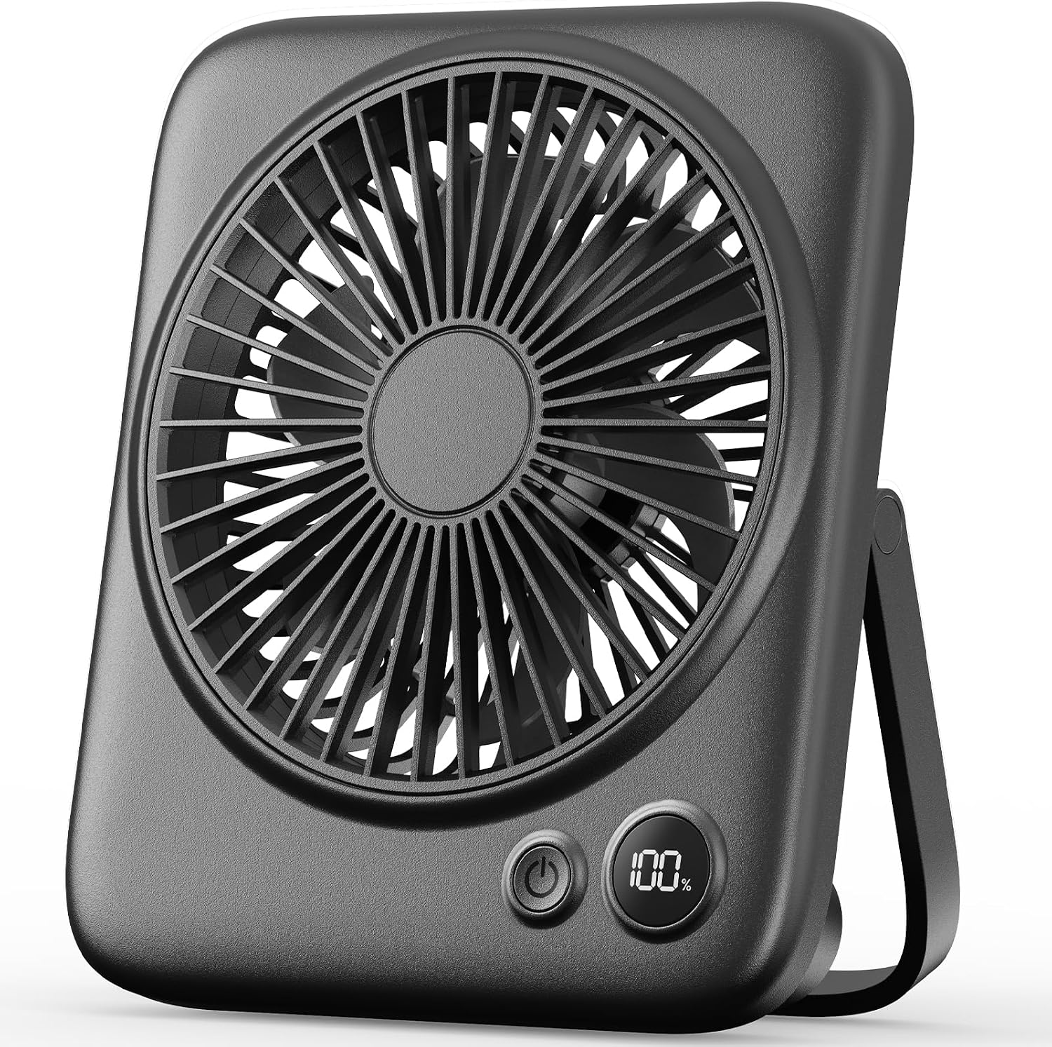 Faltbarer Tischventilator, Schwarz – 16,5 Cm (6,5 Zoll) – 4000 Mah Akku – Usb-anschluss – 4 Geschwindigkeitsstufen – Led-anzeige – Leiser Ventilator – Ideal Für Büro Und Reisen – 16,5 Cm (6,5 Zoll)
