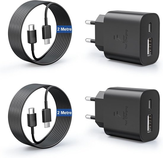 Zwei 25-watt-usb-c-schnellladegeräte Mit 2 M Kabel