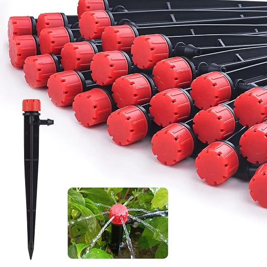 50 Tropfbewässerungs-emitter, Für 0,64 Cm Tropfbewässerungsschläuche, 360° Einstellbarer Wasserdurchfluss