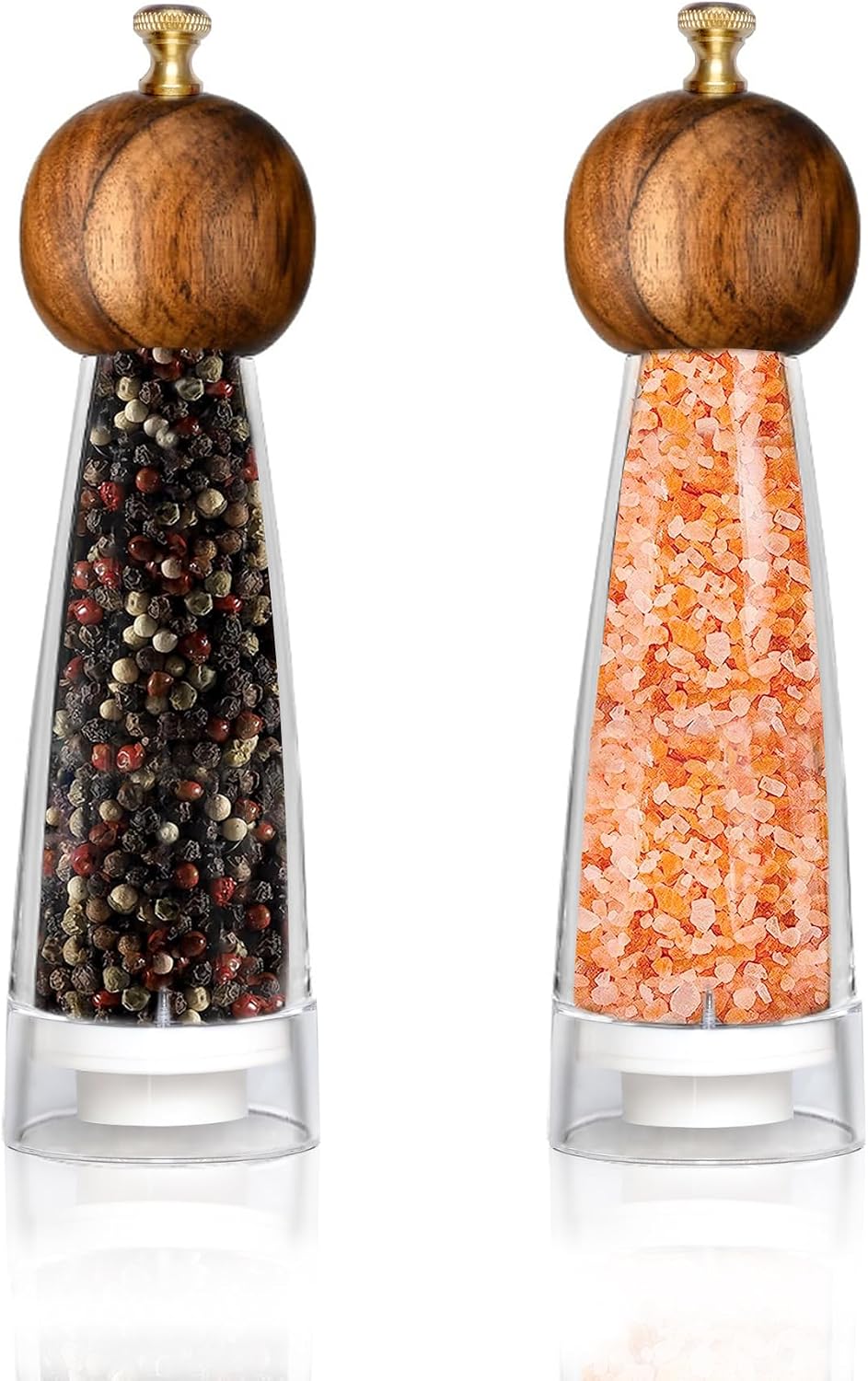 Manuelles Salz- Und Pfeffermühlen-set, 2-teilig – 20 Cm – Massivholz – Transparent – Keramikkern