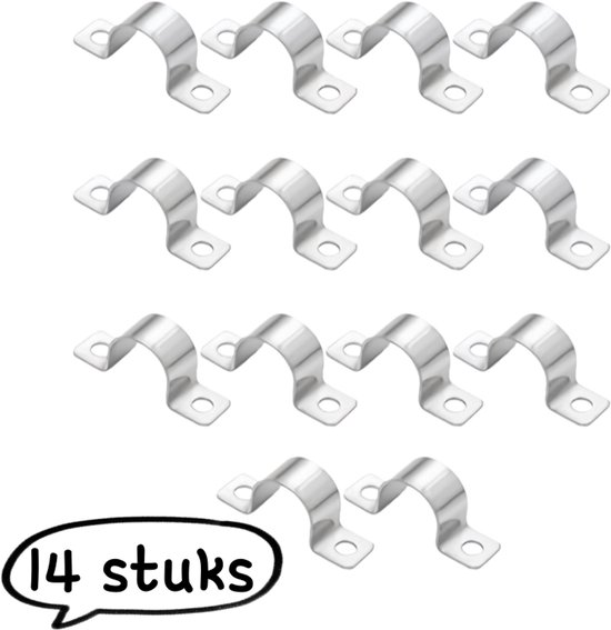 14-teiliges Set Aus 21 Cm Langen Doppelloch-rohr-/gasleitungs-/kabelklemmen Aus Edelstahl 304, Silber