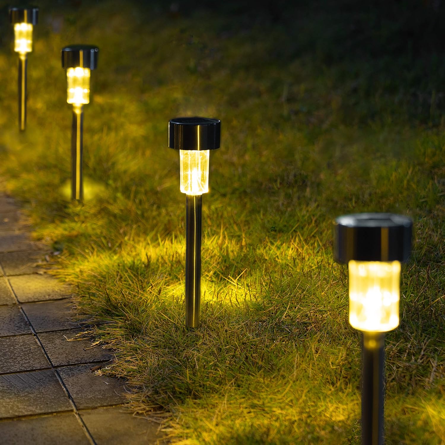 10er-pack Solar-led-gartenleuchten – Edelstahl, Wasserdicht, Für Terrasse Und Rasen (kaltweiß)