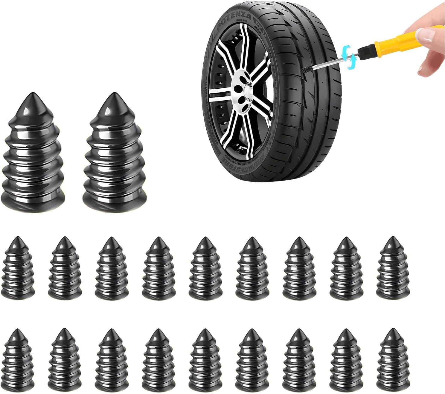 20 Gummireifenreparaturnägel, Reifenreparaturset, Schnellreparaturwerkzeug Für Autoreifen, Universelle Autoteile
