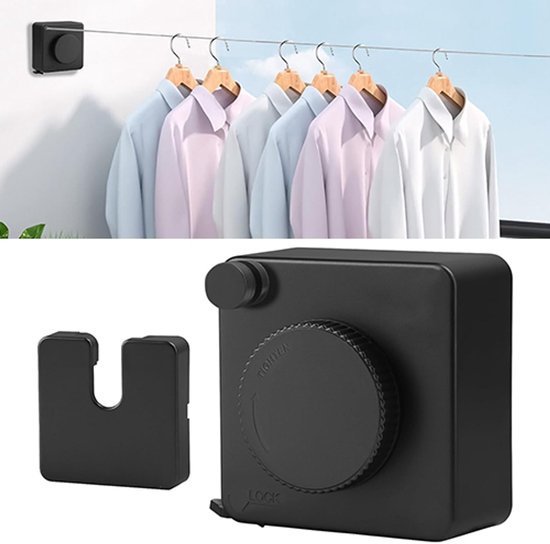 1er-pack Einziehbare Wäscheleine – Unsichtbare Wäscheleine Aus Kunststoff – Wäscheleine Für Camping Und Outdoor-aktivitäten – Schwarz