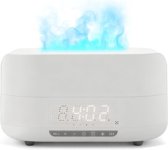 3d-flammen-aroma-diffusor, 400-ml-flammenlampe Mit Bluetooth-lautsprecher Und Uhr