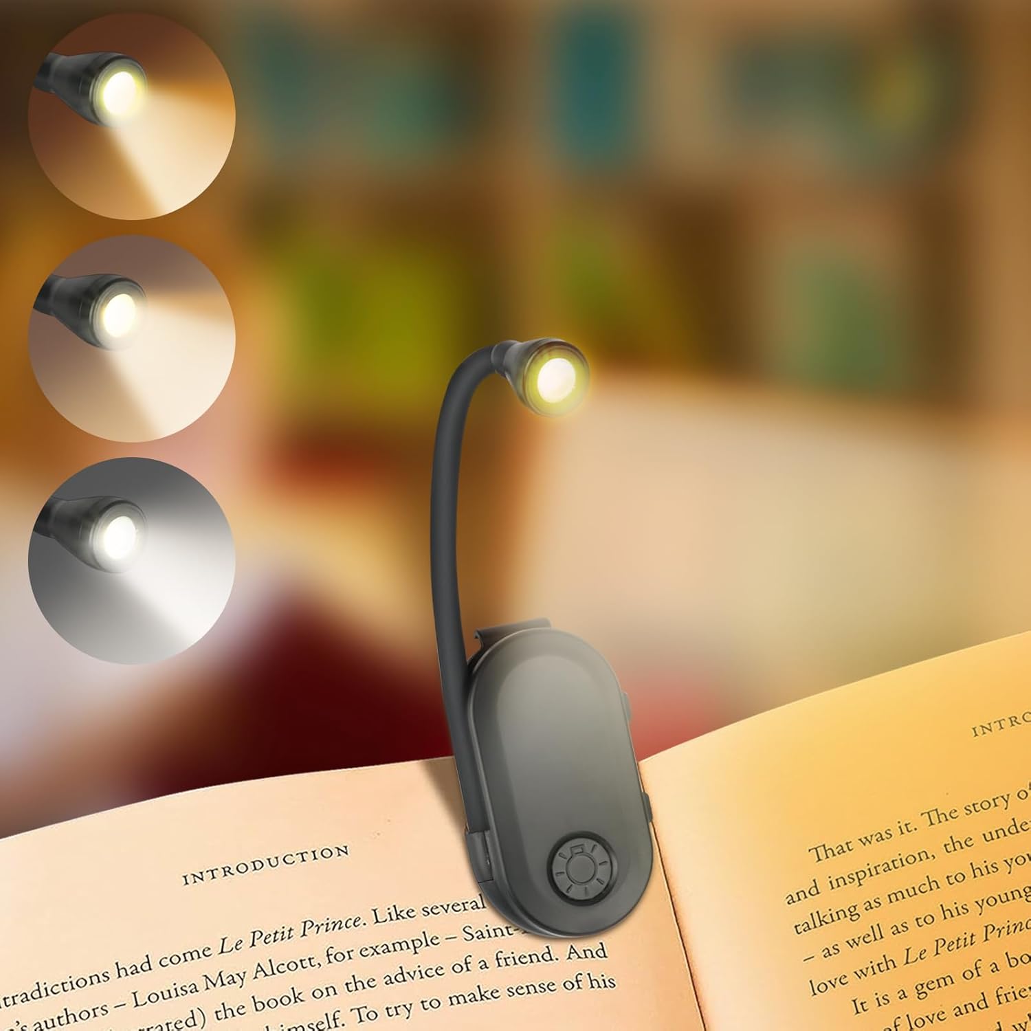 Ansteckbare Leselampe, Led-leseleuchte, 360° Drehbare Klemmlampe Mit Einstellbarer Helligkeit Und 3 Farben, Tragbar Für Arbeit Und Reisen