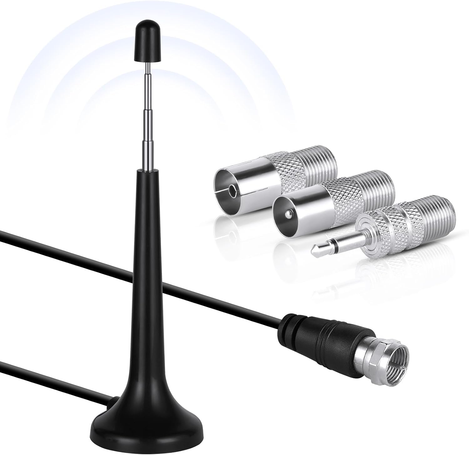 Dab/fm-zimmerantenne, 75 Ohm, Teleskopisch, Mit 3 Adaptern, 3 M Kabel