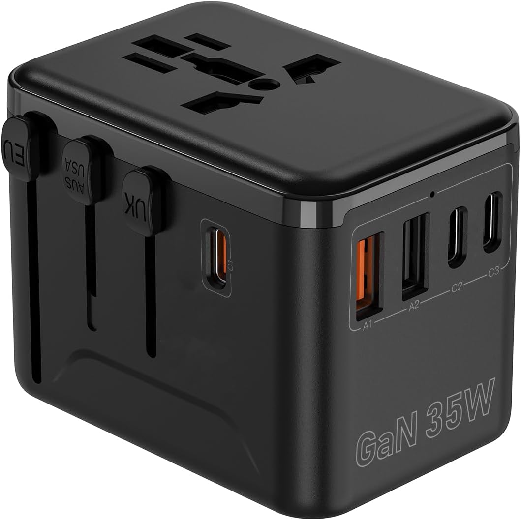 Universeller Reiseadapter 35w Pd Schnellladegerät - Internationaler Netzadapter - 2 Usb-a- Und 3 Usb-c-anschlüsse - Für Die Europäische Union