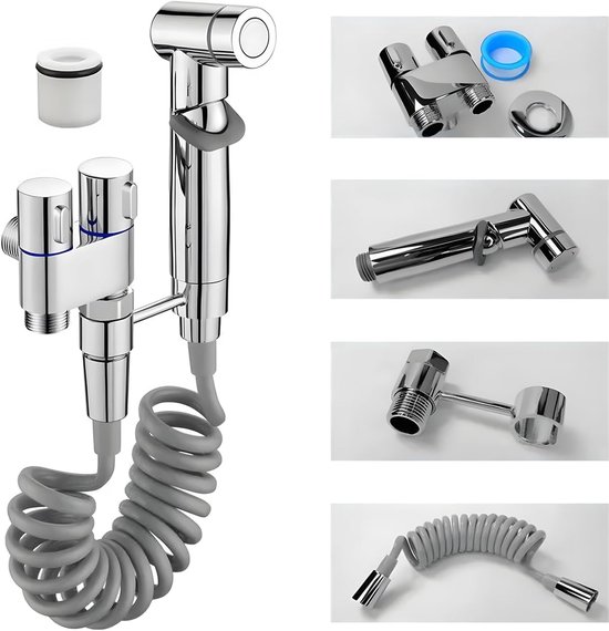 Sitzbad-set Aus Edelstahl, Handbrause Mit Schlauch, Spülflasche, Vaginal- Und Wochenbettdusche, Zweiventil, Silber