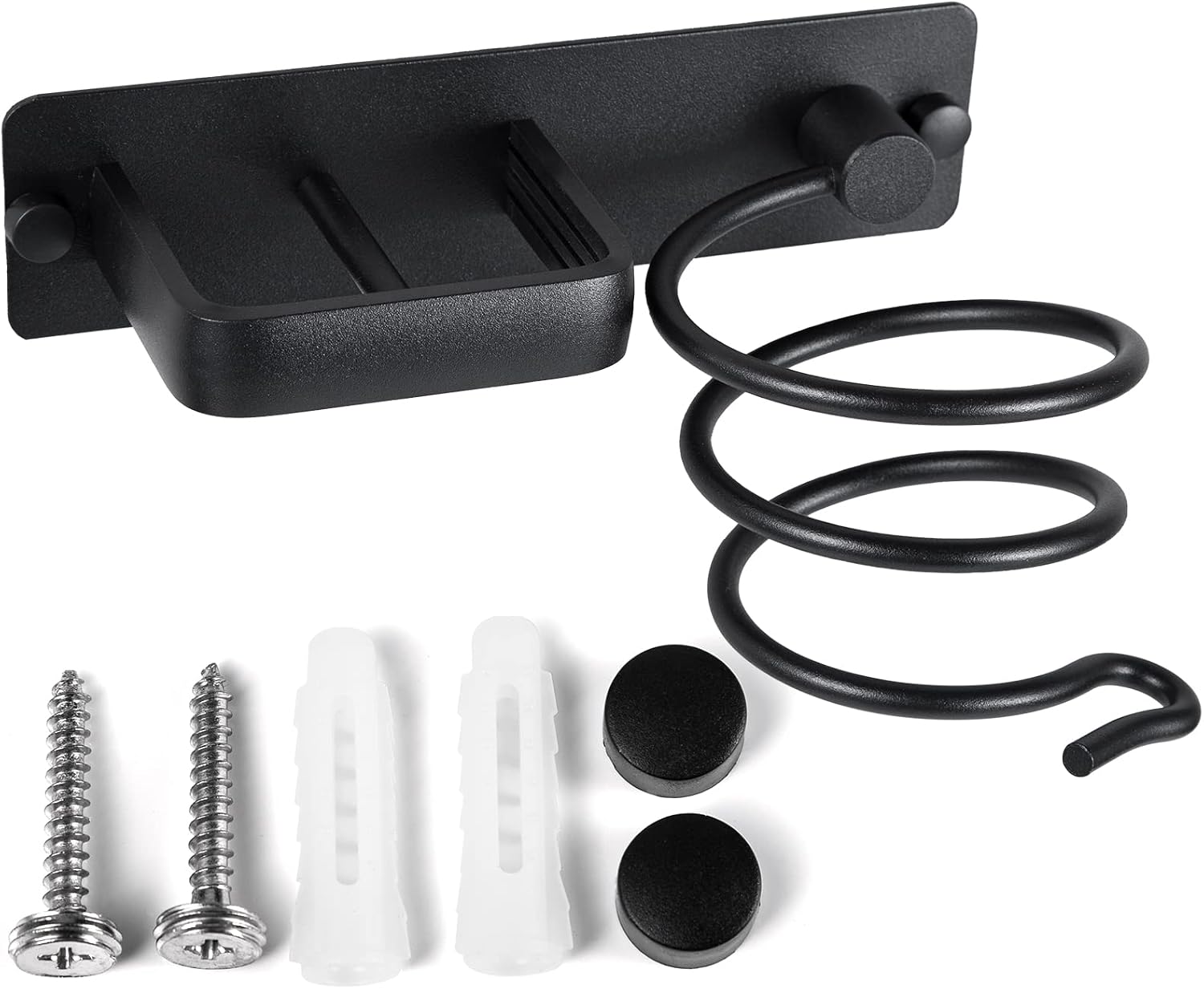 Haartrocknerständer, Spiralförmiger Wandhalter, Kleiderbügel, Haarglätter, Haarstyling-werkzeug Mit Löchern, Geeignet Für Den Gebrauch Im Badezimmer (schwarz).