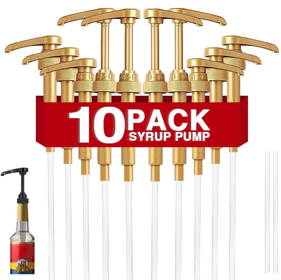 10-teiliges Goldenes Kaffeesirup-pumpenset, Kompatibel Mit 750-ml-flaschen, Ideal Für Haus- Und Kaffeebar-mischungen, Tee, Getränke Und Cocktails