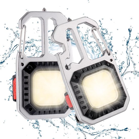 Zweiteiliges Mini-arbeitsleuchten-set, Wiederaufladbare Cob-taschenlampe Am Schlüsselanhänger, 1000 Lumen, Mit Flaschenöffner, Geeignet Für Camping/reparaturen/notfälle
