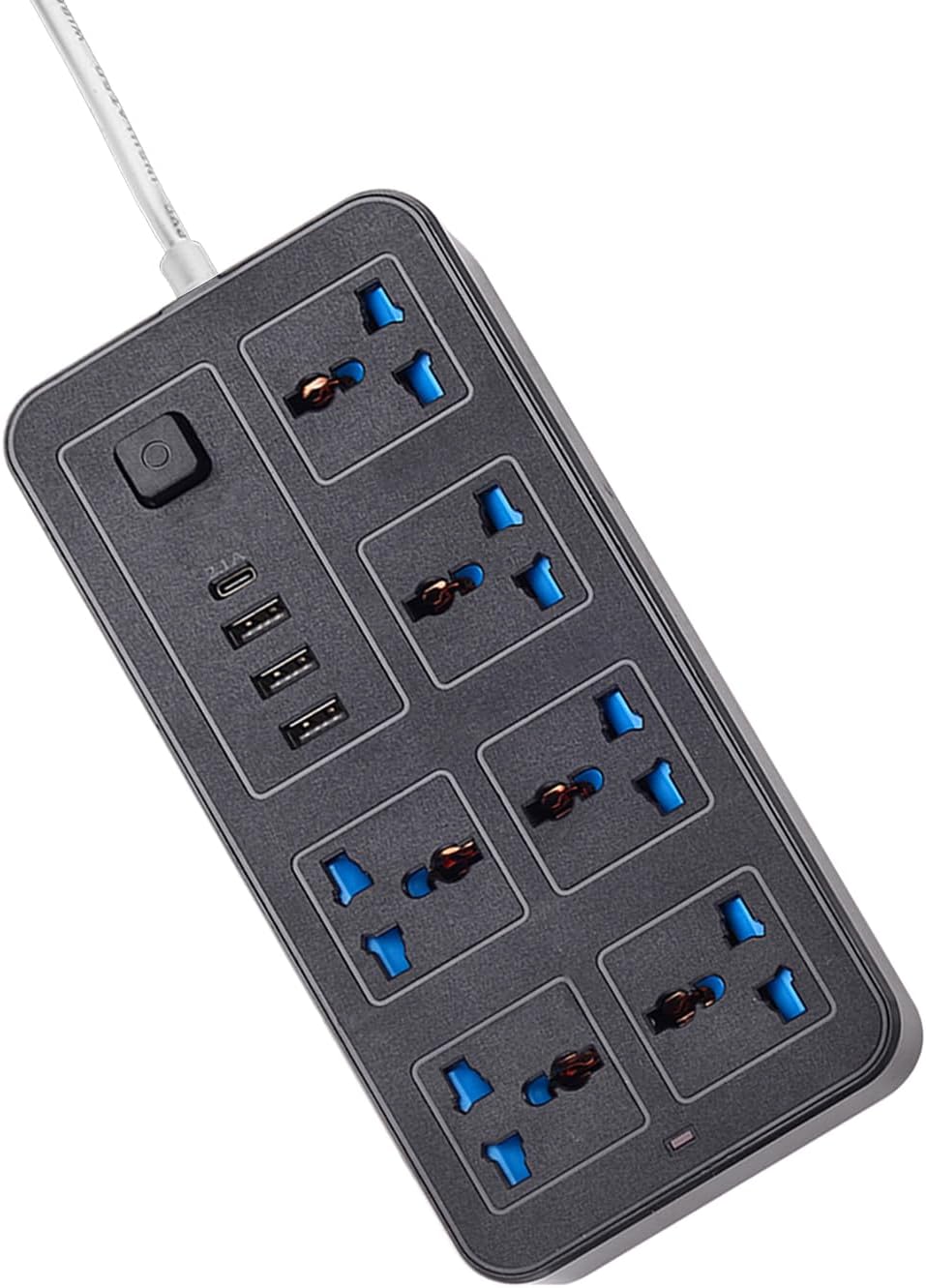 Steckdosenleiste Mit 6 Steckdosen, Überspannungsschutz, 3 Usb-anschlüssen, 1 Usb-c-anschluss, 1,8 M Verlängerungskabel, Ohne Überspannungsschutz, Ein-/ausschalter, Kontrollleuchte