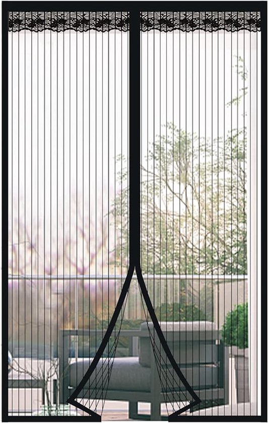 Magnetischer Fliegengittervorhang (120 X 200 Cm) – Feinmaschiges, Mückenabweisendes Netzgewebe Mit Magnetverschluss, Kein Bohren Erforderlich, Schwarz
