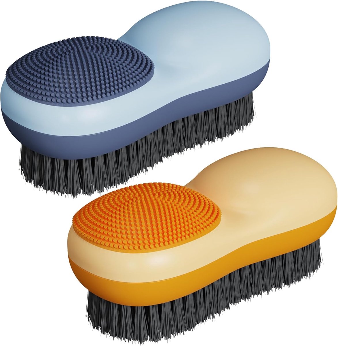 Handbürste – Reinigungsbürste – 2er-pack Wäschefleckenentferner – Doppelseitige, Weiche Bürste – Blau Und Orange