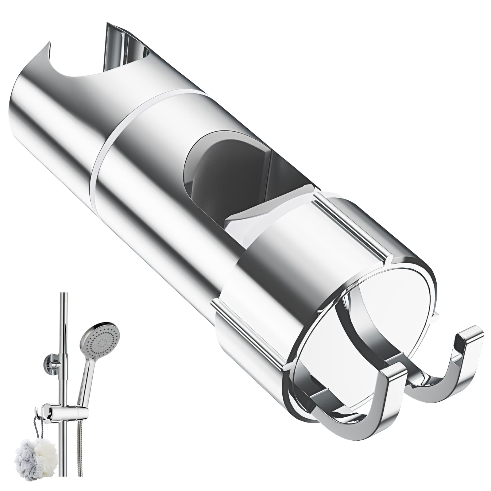 2-teiliger Duschkopfhalter Mit 2 Haken, Verstellbarer Duschkopfhalter Für 18–25 Mm Gleitstangen, Universeller Verchromter Duschkopfhalter, Einfache Montage
