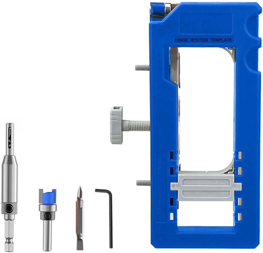 Türscharnier-klemmen-schablonenset – Verstellbare Einsteckaufnahme – Für Scharniere Von 3 Bis 5 Zoll – 1/4 Und 5/8 Radius – Blau