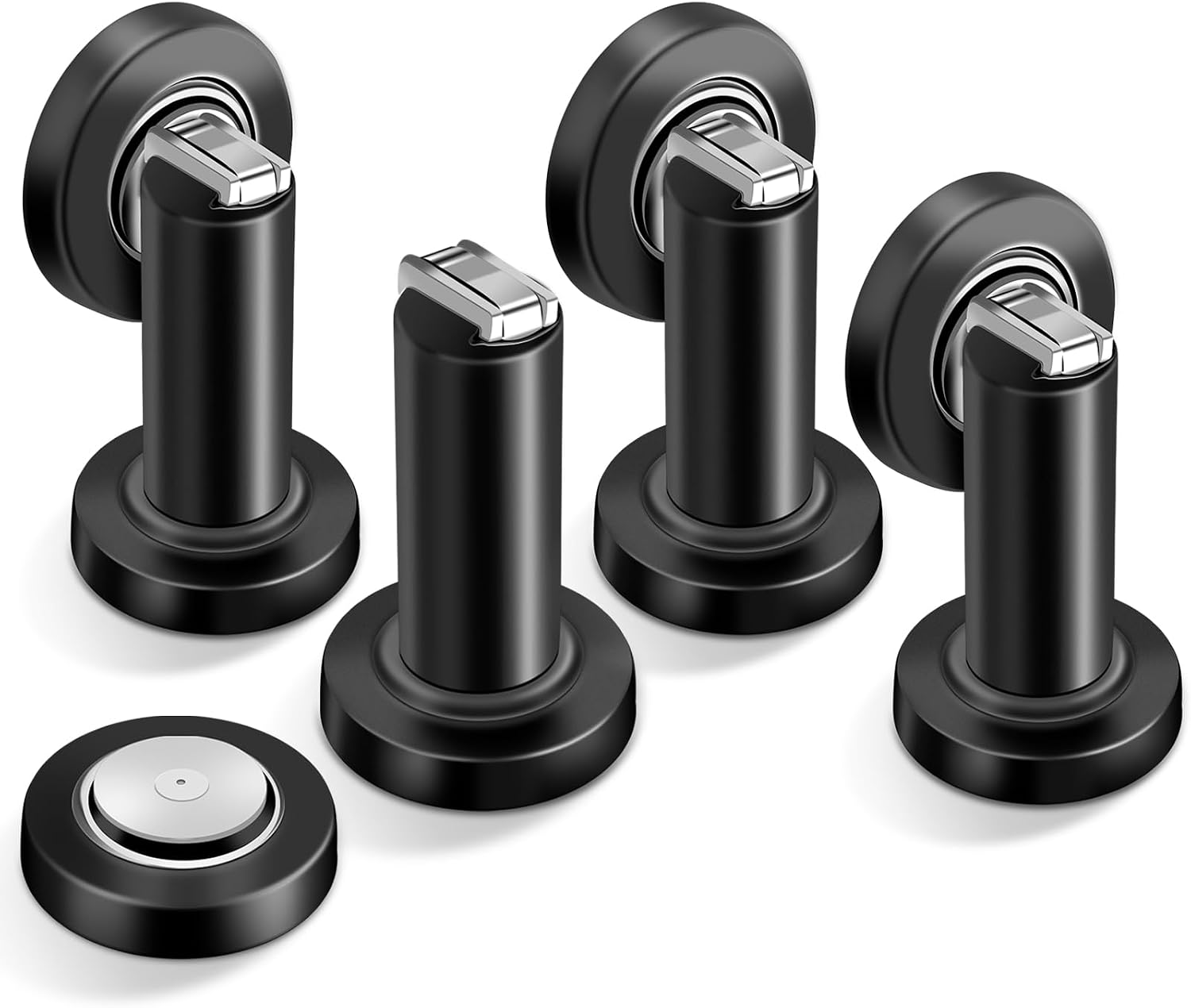 4-teiliges Set Magnetischer Türstopper, Robuste Türriegel Aus Schwarzem Edelstahl, Moderne Türstopper, Geeignet Für Wand- Und Bodenmontage