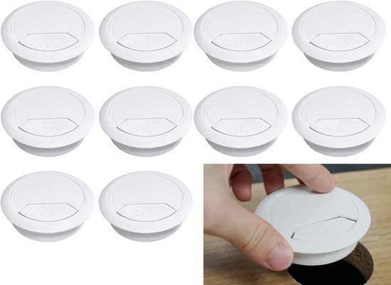 10er-packung 60 Mm Weiße Silikon-kabeldurchführungen Für Schreibtische