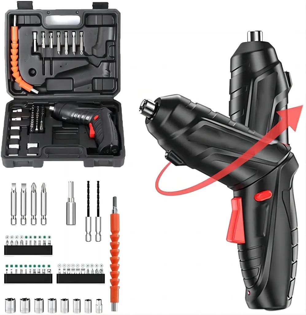 48-in-1 Akku-schrauber/bohrschrauber Mit Drehfunktion, Led-licht, 1800-mah-akku Und Wiederaufladbarem Usb-schraubendreher