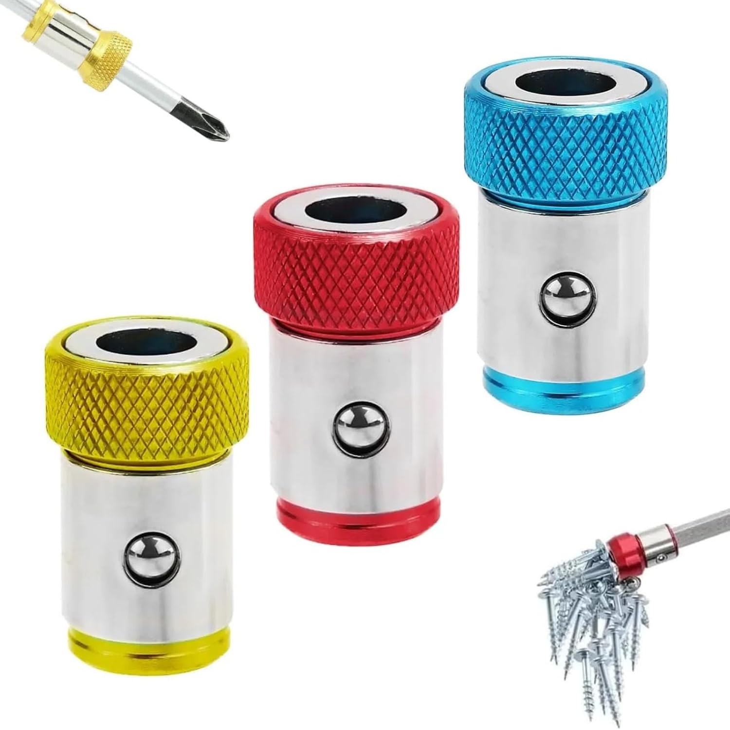 Verbesserter Magnetring Für Schraubendreherbits – 1/4 Zoll/6,35 Mm Universalmagnetisierer – Abnehmbarer Magnetischer Metallschraubenringkopf