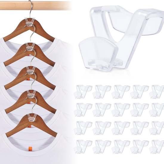 20er-packung Transparente, Platzsparende, Stabile Kleiderbügel-verbindungshaken Zur Organisation Des Kleiderschranks.