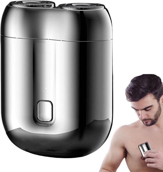 Tragbarer Usb-herrenrasierer, Wiederaufladbar, Wasserdicht, Doppelklinge, Für Zuhause/auto/reisen (silber)