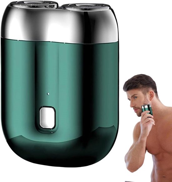 Kompakter, Tragbarer Usb-rasierer Für Herren (grün), Wiederaufladbarer, Wasserdichter Barttrimmer Mit Zwei Klingen.