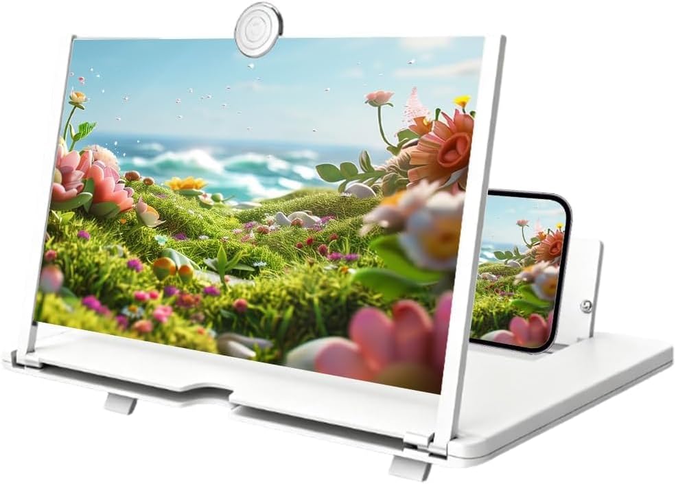 Smartphone-bildschirmvergrößerung, Faltbare 3d-hd-vergrößerung Mit Handyhalterung, Verstellbarer Winkel, Für Filme Und Videos (weiß, 10 Zoll)