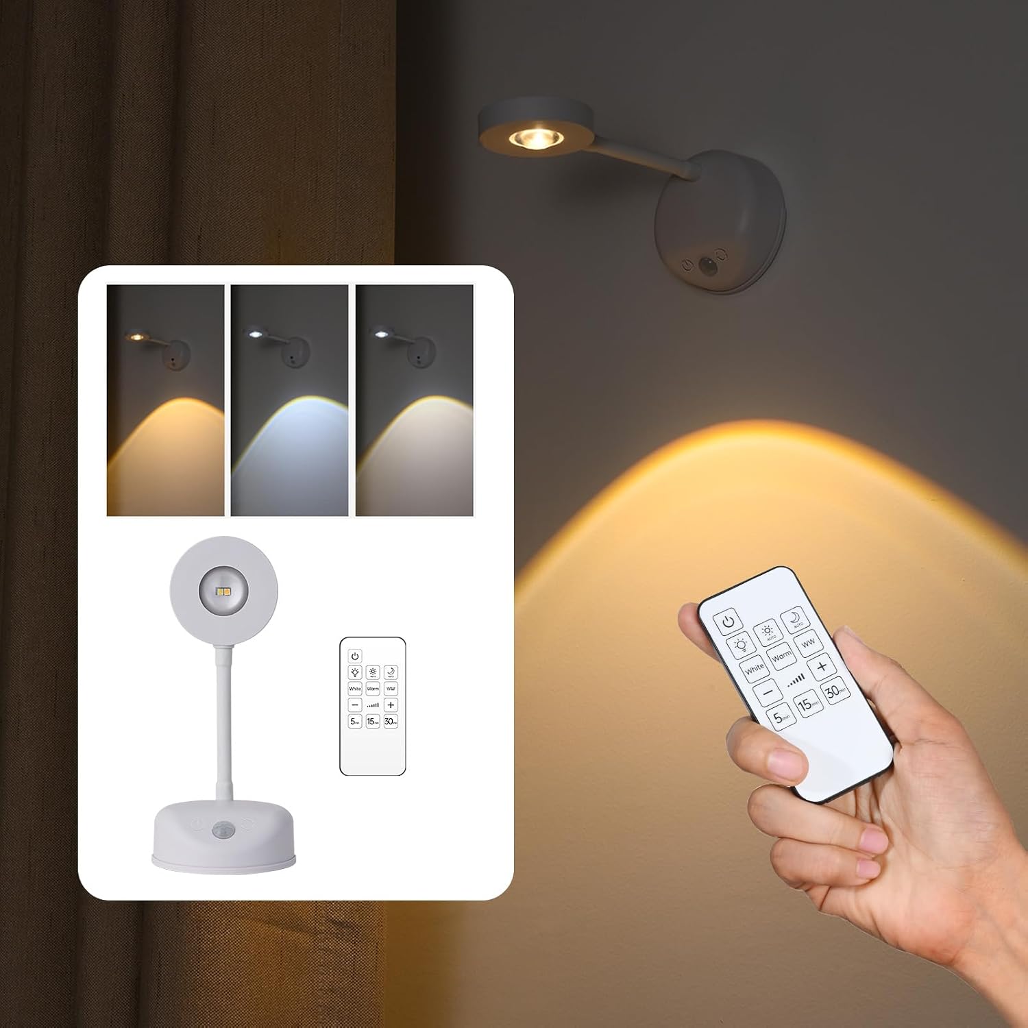 Kabellose Bilderleuchte – Wiederaufladbar – Wandleuchte – Led-spot – Leselampe – 3 Farbtemperaturen – Bilderleuchte Mit Bewegungssensor