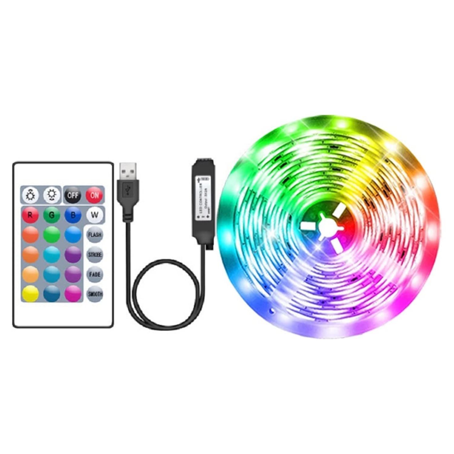 Led-lichtleiste Mit Neon-effekt, 24-tasten-fernbedienung, Geeignet Für Schlafzimmerdekoration, Tv-hintergrundbeleuchtung, 5 M