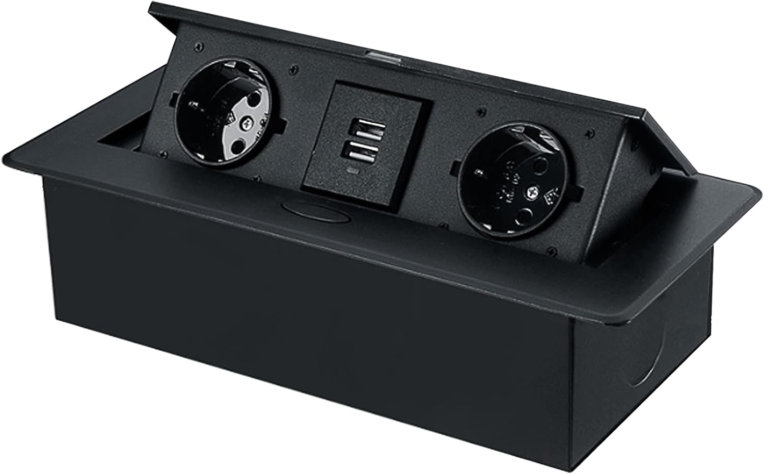 Einbau-steckdosenleiste Für Den Schreibtisch, Versenkbare Steckdosenleiste, Verdeckte Multimedia-steckdosenleiste, Multifunktionale Steckdosenleiste, 2 Steckdosen + 2 Usb-anschlüsse, Schwarz