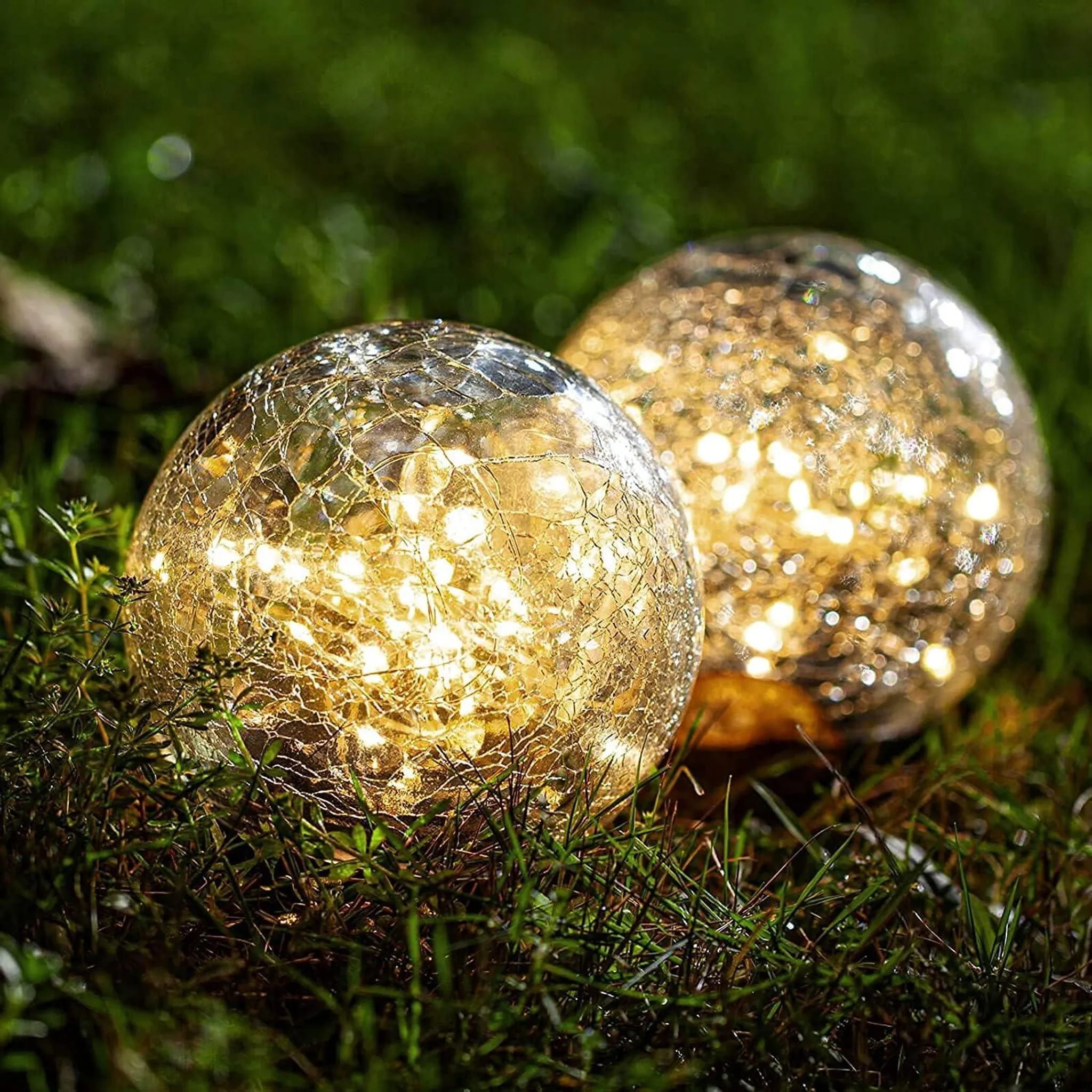 2 Solarleuchten, Solarkugelleuchten, Solargartenleuchten, Bodenleuchten, Solarlaternen Für Den Außenbereich, Warmweißes Licht, Gartendekorationen
