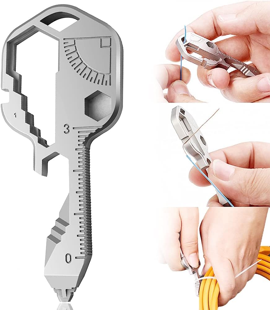 24-in-1 Multifunktionsschlüssel Tragbarer Mini-outdoor-schlüssel Flaschenöffner Aus Edelstahl Zum Durchschneiden Von Seilen, Öffnen Von Dosen Usw. (silber)
