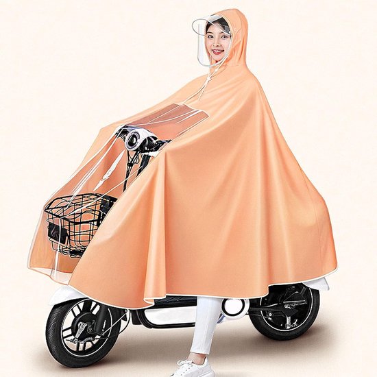 Hochwertiger, Langer Pvc-regenponcho Für E-bike-fahrer (3xl, Orange)
