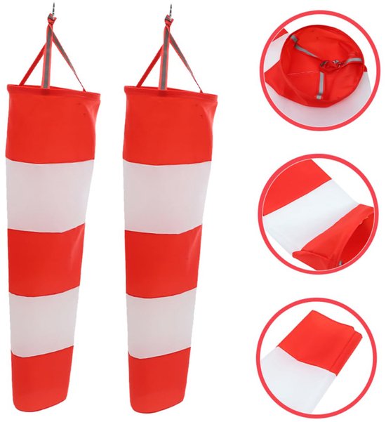 2 Stück Reflektierende Windfahnen Für Den Außenbereich, Windrichtungsanzeiger, 150 Cm (59 Zoll), Wasserdicht, Für Flughäfen, Bauernhöfe, Parks – Rot Und Weiß