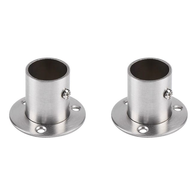 Ein Satz Aus Zwei Edelstahlhalterungen Mit Flanschen, Geeignet Für Kleiderstangen Mit Einem Durchmesser Von 26 Mm.