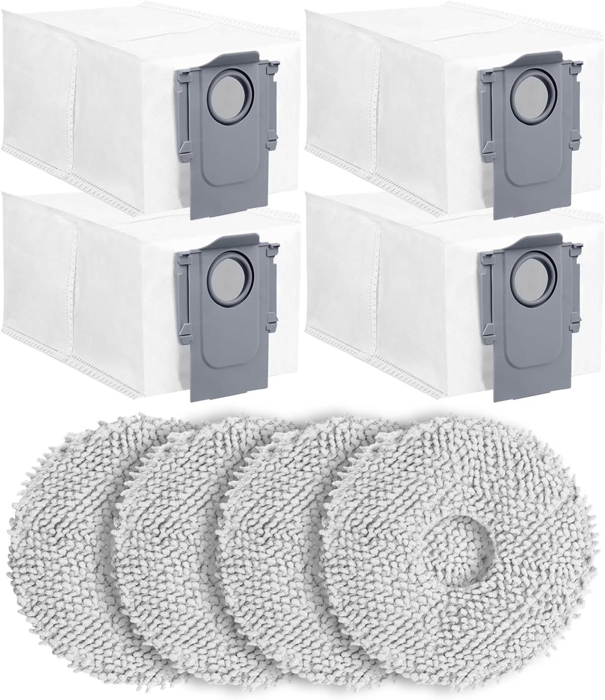 Ersatzteilset Für Roborock Qrevo P10 Pro/p10s/q Revo S/pro Saugroboter, 8-teiliges Set (4 Staubbeutel + 4 Wischpads)