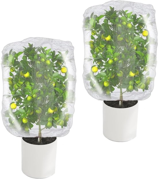 2er-pack Feinmaschiges Insektennetz Mit Kordelzug (80 X 100 Cm) – Weiß, Schutznetz Für Gemüse, Vögel Und Blumen