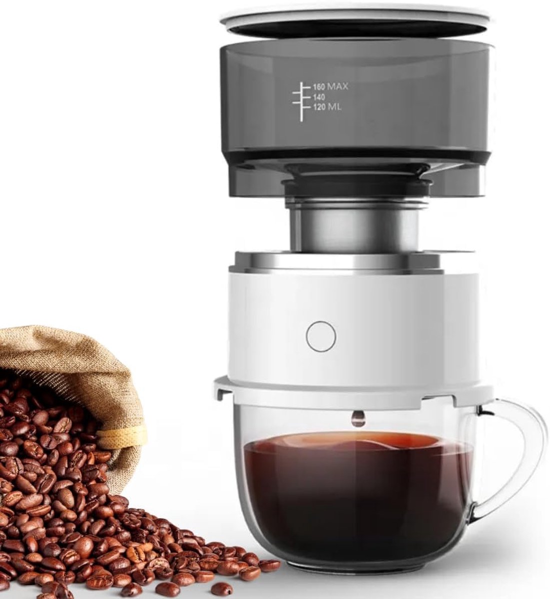 Kaffeemaschine – Automatisches Brühen Und Ausgeben Per Filter – Verbrennungsschutz – Automatisches Druckentlastungsventil – Batteriebetrieben – Mini Und Tragbar – 10 X 10 X 10,15 Cm