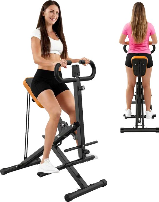 Zusammenklappbarer Bauchmuskeltrainer Mit Widerstandsbändern, 90 X 58 X 111 Cm, Für Gesäß, Oberschenkel, Bauchmuskeln, Beinpresse Und Beckenbrücke – Schwarz