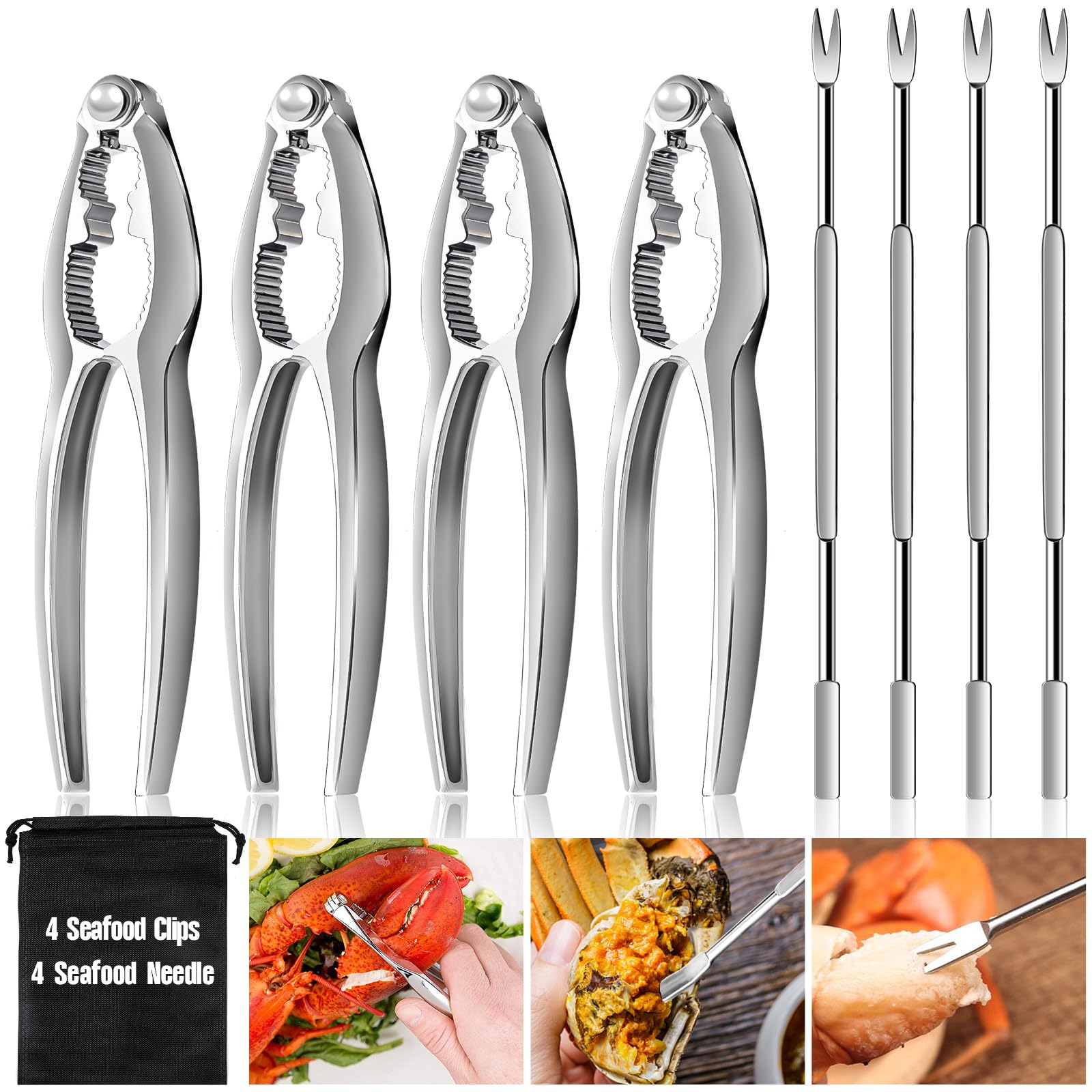 8er-pack Multifunktionale Muschelzangen, Set Zum Schälen Von Hummer Und Krabbenbeinen, Set Aus Edelstahl-meeresfrüchtegabel Und -zange, Für Fischrestaurants