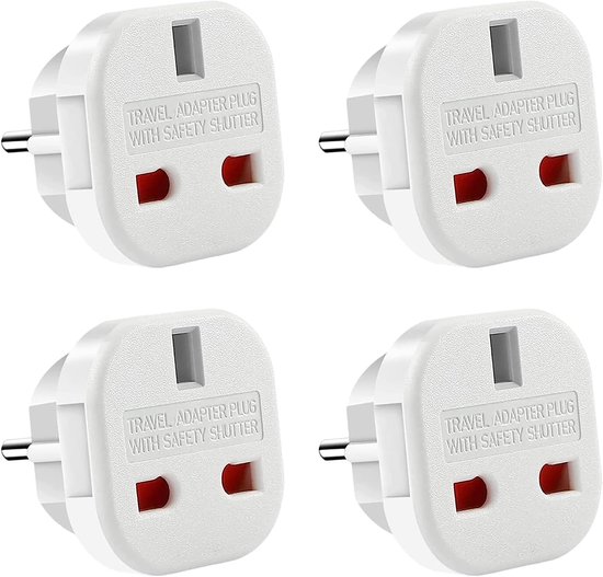 4x Reiseadapter Mit Britischem Stecker Auf Französischen Stecker, Adapter Von Großbritannien Nach Frankreich, Typ-g-auf-typ-c-reiseadapter Für Deutschland, Irland,